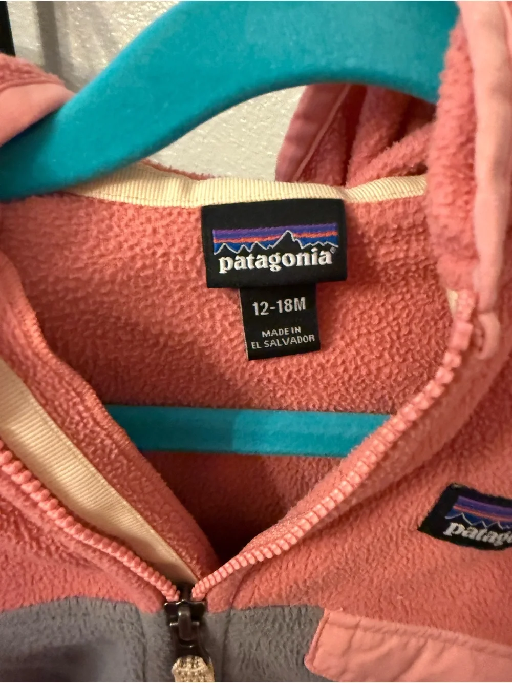 Patagonia Kids Two-Tone Pink & Gray Fleece Hoodie